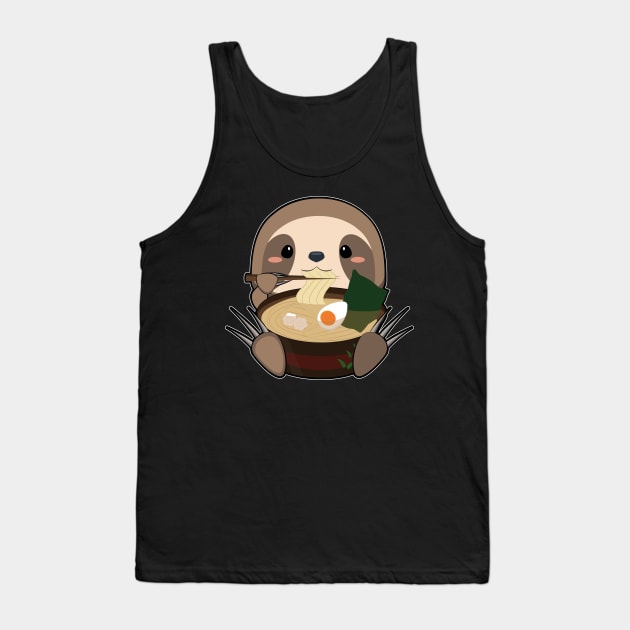 Anime Cute Sloth Japanese Ramen Noodles Kawaii Gift design Tank Top by theodoros20